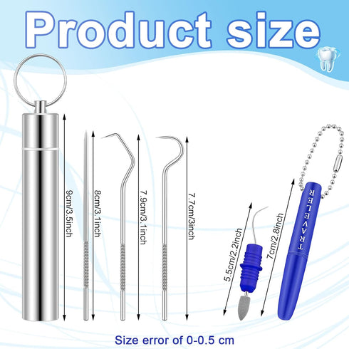 5 Pieces Dental Tools Travel Dental Pick Metal Tooth Scraper Professional Stainless Steel Teeth Cleaning Tools with Holder Case Portable Toothpick...