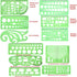 11 Piece Geometric Drawing Template Measuring Ruler, Transparent Green Plastic Ruler with Portable Plastic Bag for, for Studying, Designing and Bu...