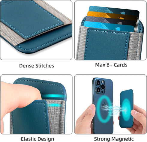 HiWe for MagSafe Wallet, Magnetic Card Wallet Holder for iPhone 15/14/13/12 Series, Leather Wallet, Fit 6 Cards, Slim, RFID Blocking, Navy Blue......
