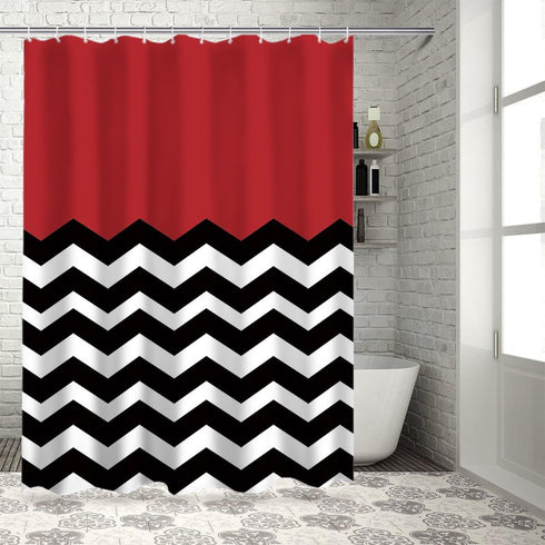 Vandarllin Red Black and White Chevron - Extra Long 72x84 Inches Shower Curtain Custom Made...