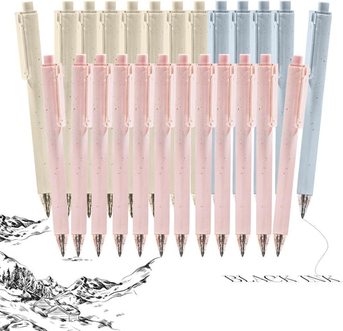 Gel Pens, Cute Pink Black Ink Pens, Pastel Pens, Retractable Rolling Ball Gel Pens, Black Ink 0.5mm Extra Fine Point, 25PCS...