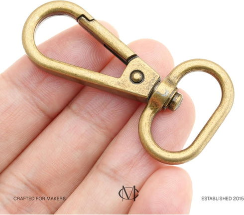 CRAFTMEMORE Snap Hook Swivel Push Gate Lobster Clasps Fashion Clips Purse Making FS10 Pack of 10 (Antique Brass, 3/4 Inch)...