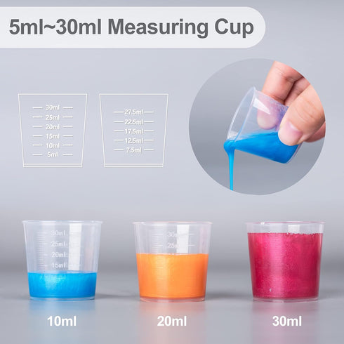 LET'S RESIN Epoxy Mixing Cups Kit,200Pcs, Plastic, 30ml Disposable Measuring Cups,50 Wooden Stirring Sticks, Dropper for Paint Mixing, Jewelry Mak...