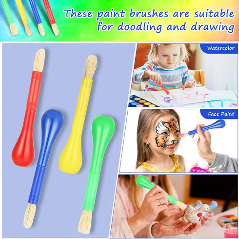 Prasacco 4 Piece Kids Paint Brushes, Jumbo Children's Paintbrushes Artist Paint Brushes with Easy to Hold Handles Grip Toddler Tempera Paint Brush...