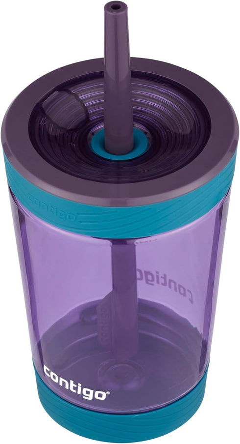 Contigo Kids Spill-Proof 14oz Tumbler with Straw and BPA Free Plastic Eggplant...