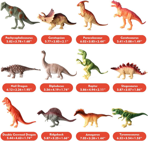 12Pack Educational Realistic Dinosaur Figure Toys for Toddler 6'' to 7" Large Size Dinosaur Playset Gift for Kids, Boys, and Girls Children's Birt...