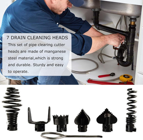 Drain Cleaning Tool Kit, Drain Cleaning Pipeline Accessories Drain Cleaner Attachment Set Suitable for Clearing Pipes and Drain Pipes Cleaning...