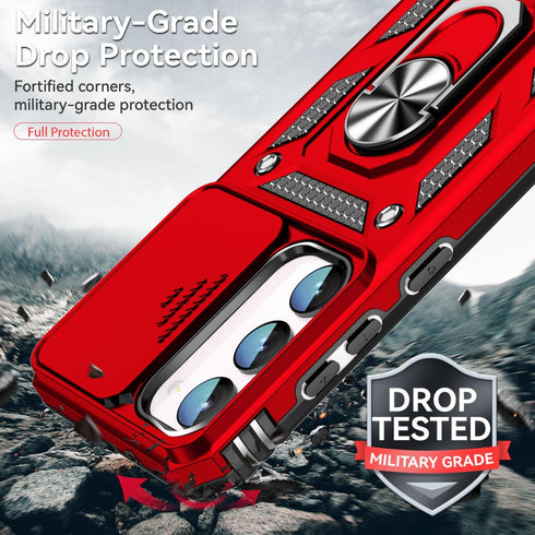 SunStory Military-Grade Case for Samsung Galaxy S23 FE 5G - With HD Screen Protector, Slide Camera Cover & Kickstand - Red...