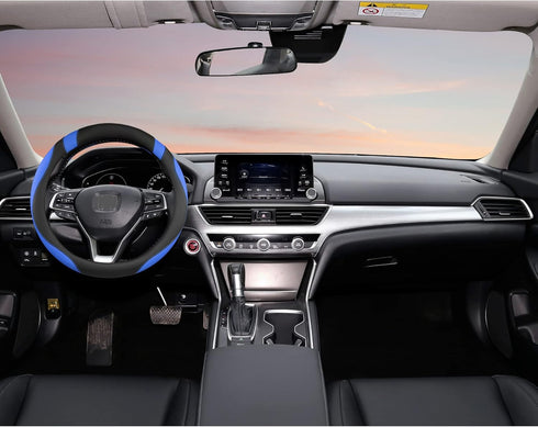 West Llama Customized Auto Car Steering Wheel Cover for Honda (Black+Blue)...