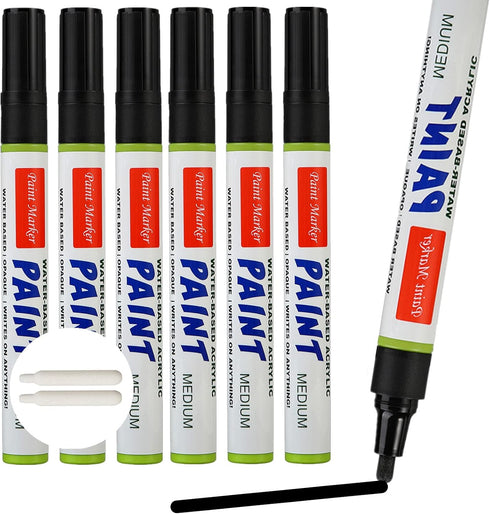 Paint Markers Paint Pen,Oil Based Waterproof Anti-UV Non-Toxic Permanent Ink, Medium Tip, Ideal for Craft Making, extra 2 fine tips, For Rock Pain...