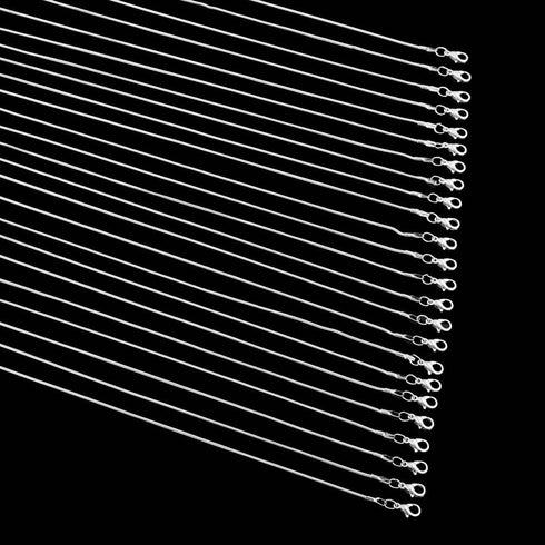 24pcs 18 Inch 925 Silver Plated 1.2mm DIY Snake Chain Charms Link Necklace with Lobster Clasps for Jewelry Making...