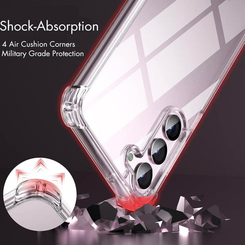 KIOMY Clear Case for Samsung Galaxy S23 5G, Shockproof Bumper Protective Cover Hard PC Back + Flexible TPU Raised Bezel Hybrid Design Slim Fit wit...