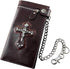 Mens Boys Skull Gothic Cross Zipper Checkboot Long Leather Biker Wallet With Chain...