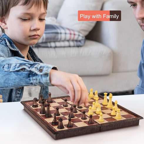 10 Inches Enhanced Magnetic Chess Set, Foldable Chess Board, Travel Chess Game of Exquisite Craftsmanship, Suitable for All Ages Chess Set...