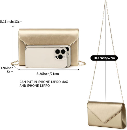 Labair Chic Vegan Leather Clutch Bag Envelope Clutch Purses for Women Evening Wedding Formal Party Handbag....
