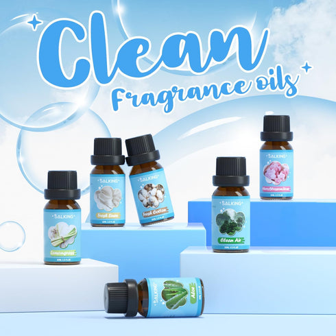 SALKING Clean Fragrance Oils, Premium Essential Oil for Diffuser, Scented Oil Gift Set for Soap Candle Making - Lemongrass, Fresh Cotton, Fresh Li...