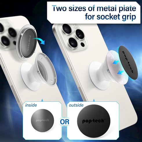 Metal Plate for Phone Magnet, 8 Pack Replacement Magnet Disc Magic Mount Plate with Adhesive Backing for Socket Grips & Magnetic Car Holder Cradle...