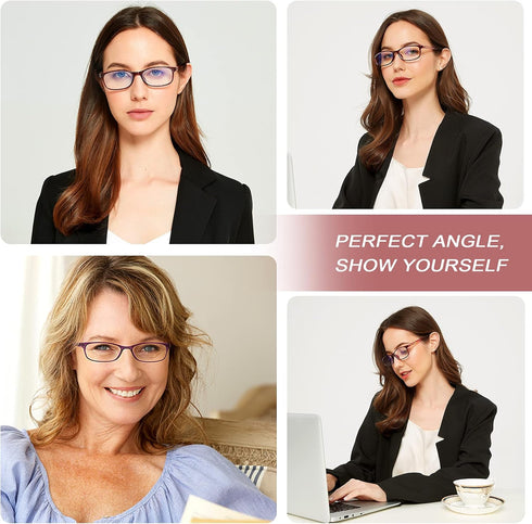 EYEURL Reading Glasses Women Blue Light Blocking - Set of 2 Pattern Design Value Computer Readers (Red+Purple, 2.75)...