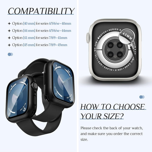 2-Pack Goton Waterproof Apple Watch Case for Series 9 8 7 Screen Protector 41mm, 360 Protective Glass Face Cover + Back Bumper for iWatch Accessor...