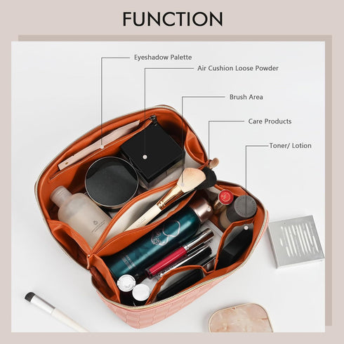 MIYCOO Makeup Bag, Large Capacity Travel Cosmetic Bag for Women, Waterproof Travel Makeup Bag Organizer, Open Flat Toiletry Bag, Portable Pouch wi...