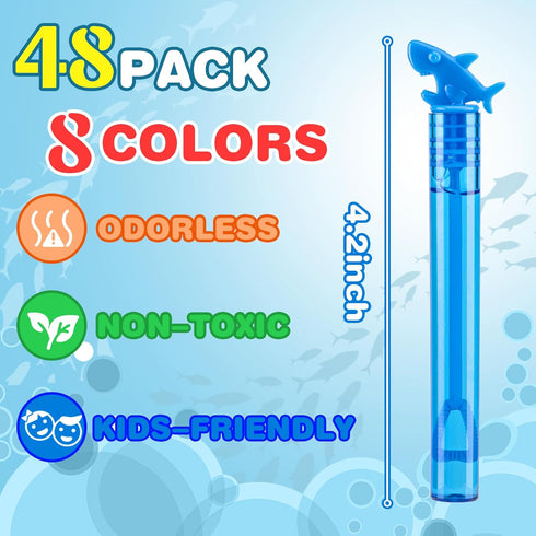 48 PCS Ocean Mini Bubble Wands, 8 Styles, Colors, Party Favors Gifts for Kids, Themed Birthdays, Christmas, Valentine's Day, Carnival,Summer Outdo...