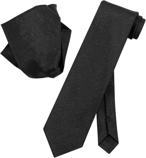 Vesuvio Napoli Solid Metallic Color NeckTie Handkerchief Matching Neck Tie Set...