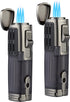 Cigar Lighter Triple Jet Flame Torch Lighter Refillable Butane Lighter with Cigar Punch, 2 Pack, Charcoal...