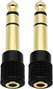 Audio Adapter 6.35mm (1/4 inch) Male to 3.5mm (1/8 inch) Female Stereo Headphone Connector Gold Plated, 2 Pack...