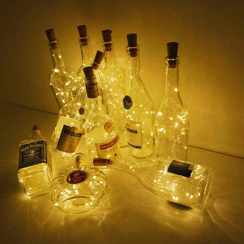 10 Pack 20 LED Wine Bottle Cork Lights Mini Fairy String Lights Copper Wire, Battery Operated Starry Lights for DIY, Festival, Wedding, Party, Ind...