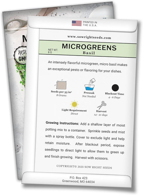 Sow Right Seeds - Sweet Basil Microgreen Seed for Growing - Instructions to Quickly Grow Your Own Delicious & Healthy Microgreens - Plant indoors ...