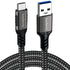 USB A to USB C Cable 10FT, USB 3.1/3.2 10Gbps Data Transfer and 60W 3A Fast Charging Long Cable for Android Auto Samsung Galaxy S22 S21 iPad Pro E...