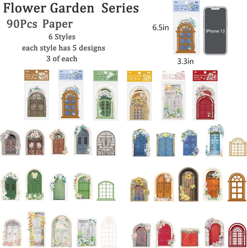 JOYCHOIC Aesthetic Scrapbook Paper, 90Pcs Vintage Garden Door Junk Journal Journaling Scrapbooking Supplies, Materials Bullet Kit Art Album Planne...