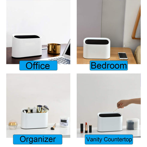 SUBEKYU 0.4 Gal Mini Countertop Trash Can, Small Desktop Garbage Can for Office, Tiny Wastebasket, Plastic, White...