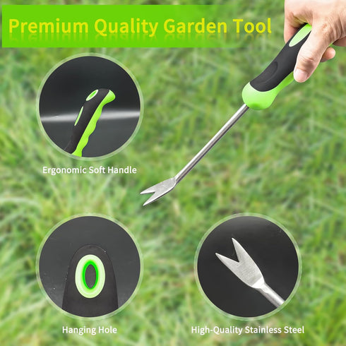 2Pcs Garden Hand Weeder Tool Dandelion Weed Puller Tool with Ergonomic Handle Stainless Steel Gardening Weeding Tools Garden Weed Removal Tool for...