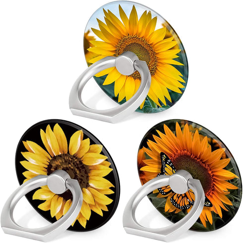 Bonoma Cell Phone Ring Holder Stand, 3 Pack Sunflowers 360 Rotation Universal Smartphone Ring Grip Stand Compatible with Smartphones and Tablets...