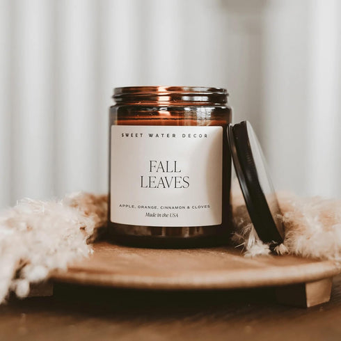 Sweet Water Decor Fall Candles for Home Scented - Hand Poured Soy Wax Autumn Candles with Apple & Cinnamon Scent - 40 Hour Burn Time Long Lasting ...