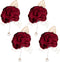 AUEAR, 4 Pack Wine Red Rose Groom Flowers Boutonniere Pearl Groomsmen Brooch for Party Decoration Party Decoration...