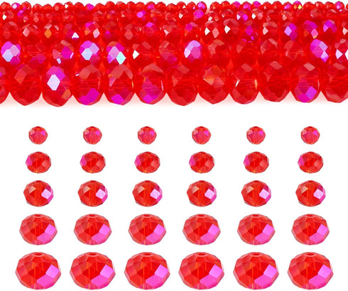 Craftdady 486Pcs Red Valentines Beads Faceted Rondelle Glass Crystal Beads Transparent for Women Girls Crafts DIY Bracelet Beading Jewelry Making ...