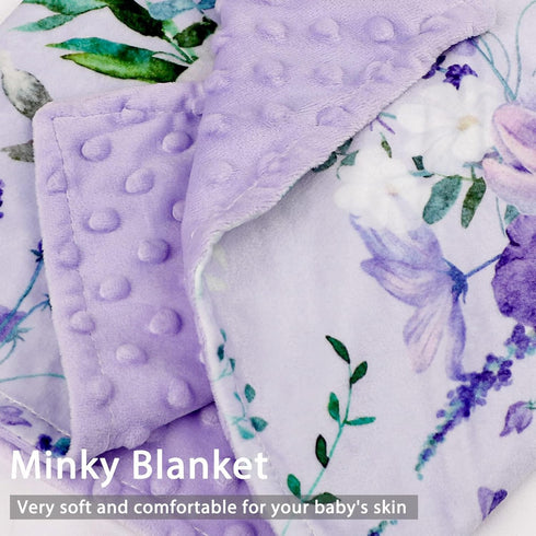 Baby Blankets for Girls Boys Soft Plush Minky Blanket 30x40 Inches with Double Layer Dotted Backing for Toddler Newborn, Purple Baby Crib Blanket ...
