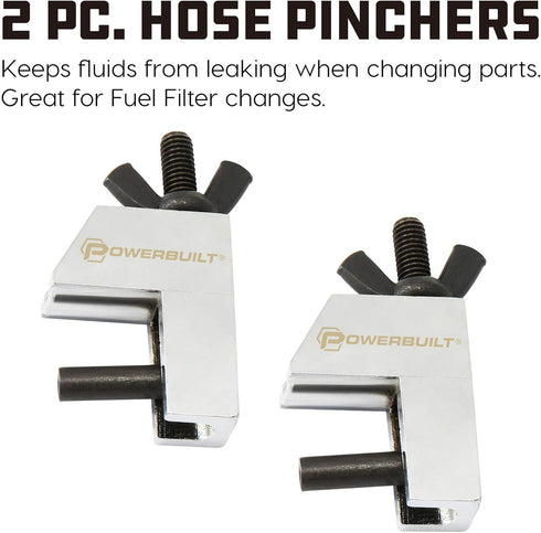 Powerbuilt 2 Piece Hose Pinchers, Brake Line Clamp, Hose Pinch Clamp Pliers, 1" Opening, for Temporarily Sealing Off Vacuum Lines, Fuel Lines - 64...