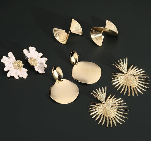 Big Gold Earrings Large Gold Disc Flower Bold Earrings for Women Summer Beach Statement Geometric Earrings Jewelry Gifts...