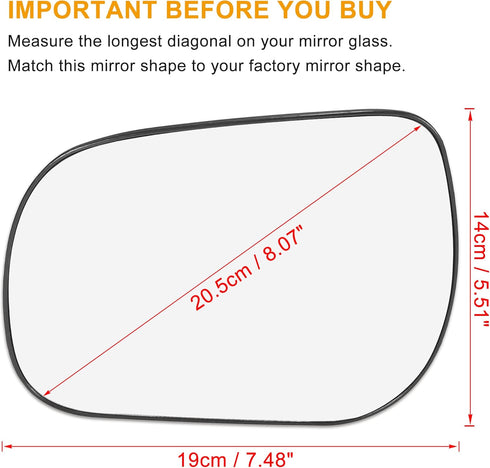 X AUTOHAUX Car Rearview Left Side Non-Heated Mirror Glass with Backing Plate 8796142790 for Toyota RAV4 2006-2011...