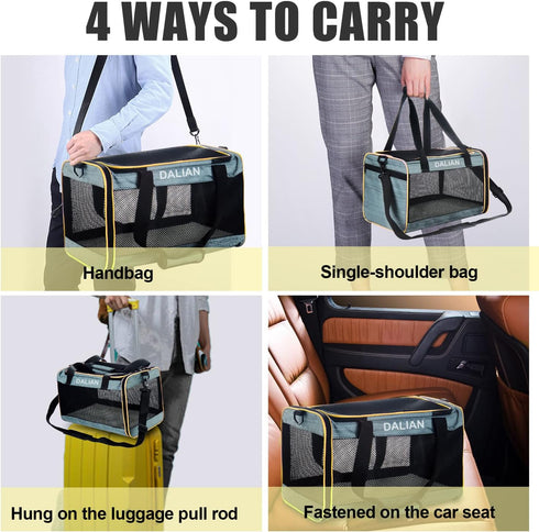 Cat Carrier Airline Approved Pet Carrier,Dog Carrier Soft-Sided Pet Travel Carrier Maximum Pet Weight 17 Pounds 17.5“x10 x10...