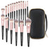 18 Pcs Makeup Brushes with Case, MAANGE Premium and Professional Makeup Brush Set For Foundation Blending Powder Concealers Eyeshadows Blush, Pink...