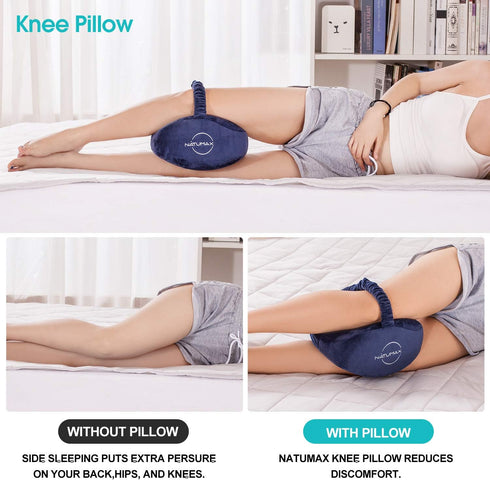 Knee Pillow for Side Sleepers - Sciatica Pain Relief - Back Pain, Leg Pain, Pregnancy, Hip and Joint Pain Memory Foam Leg Pillow (Pillow+Sleep Mas...