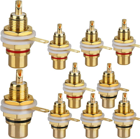 10Pcs Audio Terminal Jack Panel Mount RCA Lotus Head Welding Female Socket Connector (5Pcs Black + 5Pcs Red)...