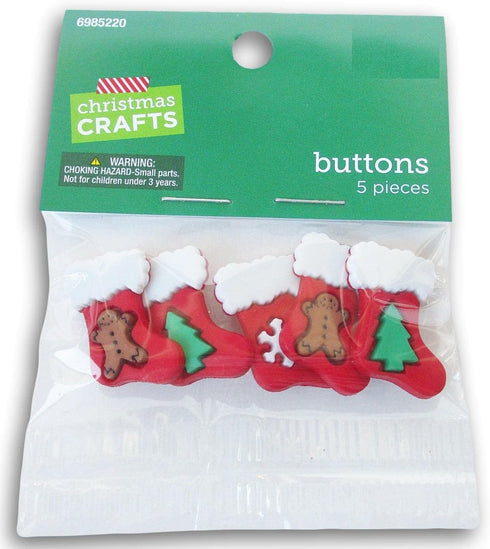 Christmas Crafts Stockings Decorative Shank Buttons - 5 Pieces...