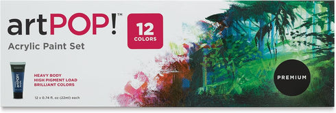 artPOP! Heavy Body Acrylic Paint, Set of 12 Tubes (0.74 fl oz/22 ml) Rich Pigments, Non-Fading, Paint Set for Artists & Hobbyists...