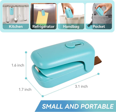 Mini Bag Sealer, ROMSTO Handheld Heat Vacuum Sealer, 2 in 1 Sealer and Cutter with Lanyard, Portable Resealer Machine for Plastic Bags Food Storag...