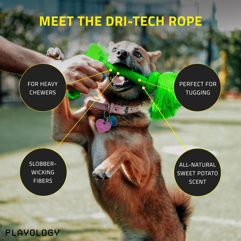 Playology Dri Tech Rope Dog Chew Toy for Large Dog Breeds (35lbs & up) - Engaging, All-Natural Sweet Potato Scented Dog Toys for Tough Chewers - E...
